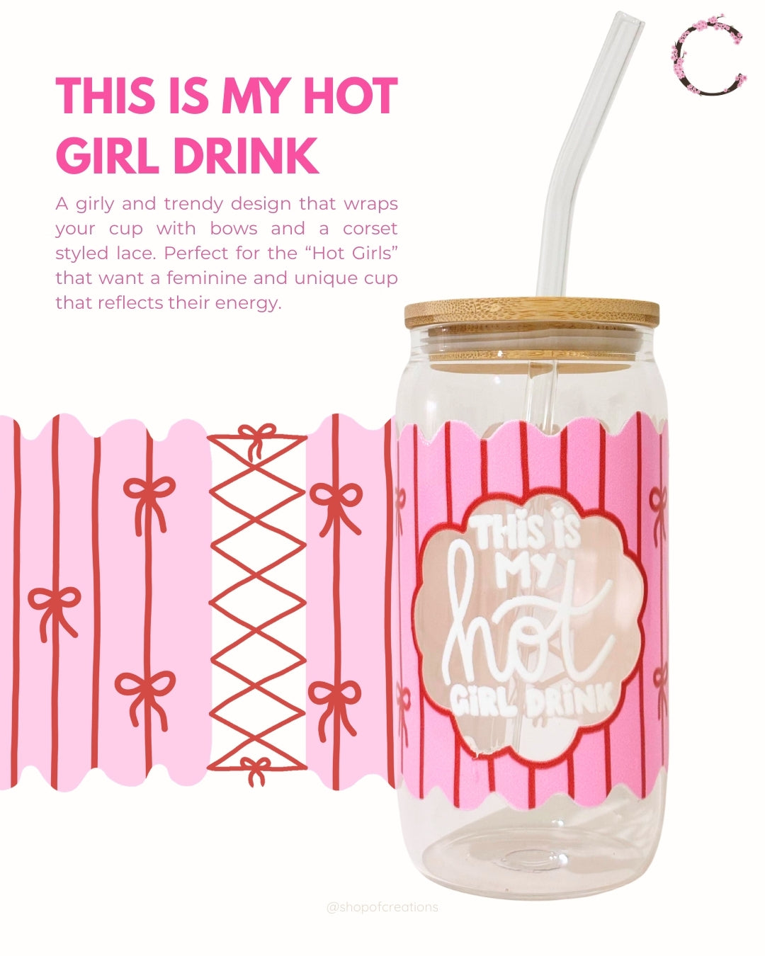 Glass Cup with Straw