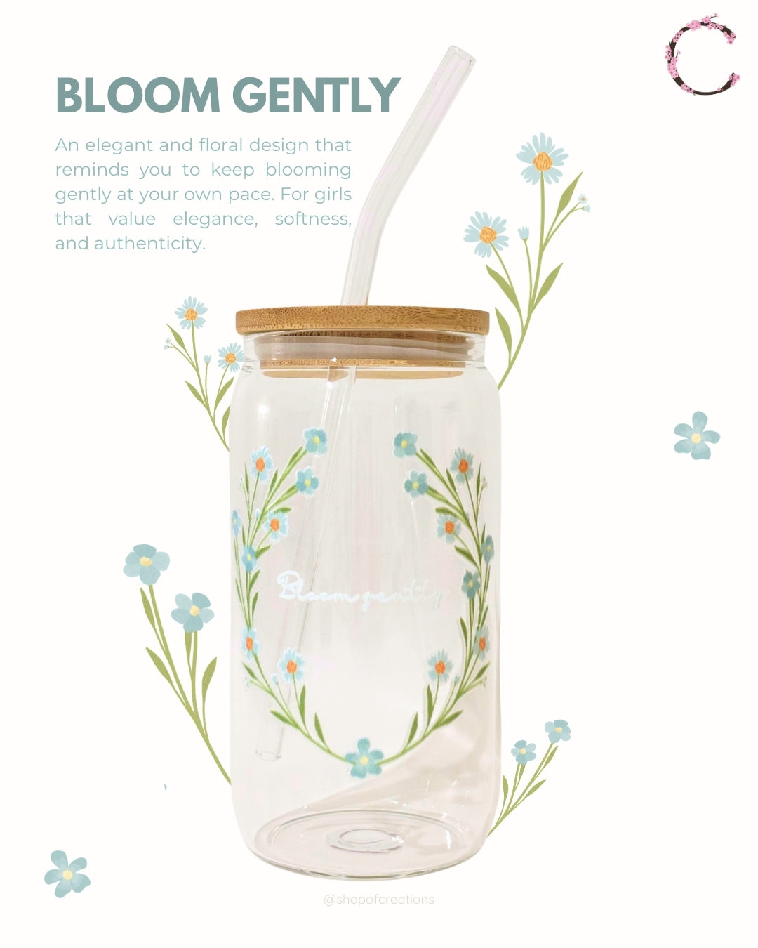 Glass Cup with Straw